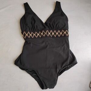 Longitude Swimsuit 18w One Piece  Slimming‎ Tummy Control Embroidered Boho Beach